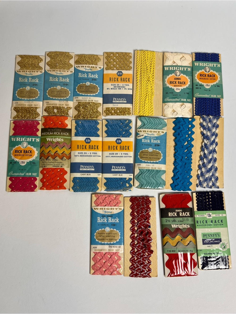 Vintage Lot of 18 Rick Rack Ribbon Wright's Trims Trimtex Penney's